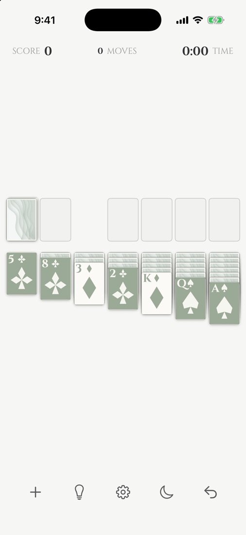 Stillwater Solitaire in the Sage theme